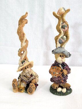 Lot of 2 Boyds Bears Folkstone Rabbit Figurines Too-Loose Lapin & Jill Love